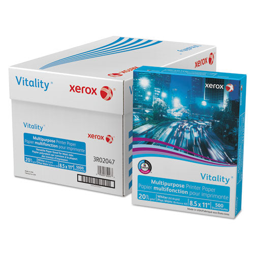 Vitality Multipurpose Print Paper, 92 Bright, 20 lb Bond Weight, 8.5 x 11, White, 500 Sheets/Ream, 10 Reams/Carton