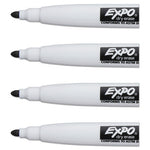 Magnetic Dry Erase Marker, Fine Bullet Tip, Black, 4/Pack