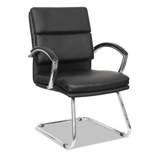 Alera Neratoli Slim Profile Stain-Resistant Faux Leather Guest Chair, 23.81" x 27.16" x 36.61", Black Seat/Back, Chrome Base