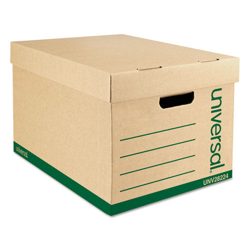 Recycled Heavy-Duty Record Storage Box, Letter/Legal Files, Kraft/Green, 12/Carton