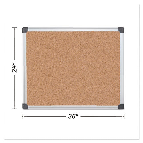 Value Cork Bulletin Board with Aluminum Frame, 24 x 36, Tan Surface, Silver Aluminum Frame