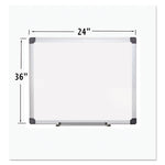 Porcelain Value Dry Erase Board, 24 x 36, White Surface, Silver Aluminum Frame