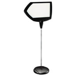 Floor Stand Sign Holder, Arrow, 25 x 17, 63" High, White Surface, Black Steel Frame