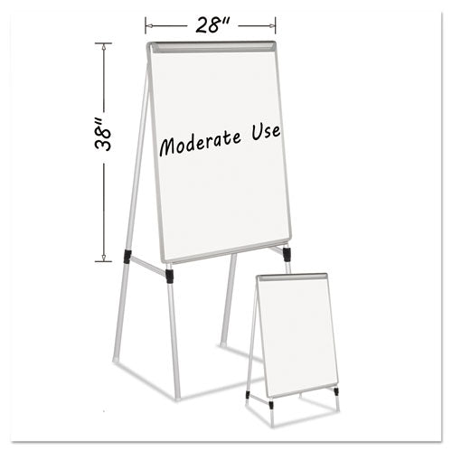 Silver Easy Clean Dry Erase Quad-Pod Presentation Easel, 45" to 79" High, Silver