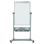 Revolver Easel, 35.4 x 47.2, 80" Tall Easel, Vertical Orientation, White Surface, Silver Aluminum Frame