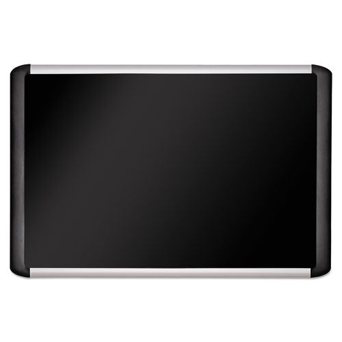 Soft-touch Bulletin Board, 48 x 36, Black Fabric Surface, Aluminum/Black Aluminum Frame