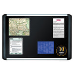 Soft-touch Bulletin Board, 48 x 36, Black Fabric Surface, Aluminum/Black Aluminum Frame