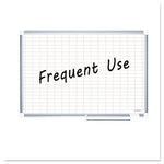 Gridded Magnetic Steel Dry Erase Planning Board, 1 x 2 Grid, 36 x 24, White Surface, Silver Aluminum Frame