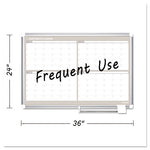 Magnetic Dry Erase Calendar Board, Four Month, 36 x 24, White Surface, Silver Aluminum Frame