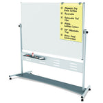 Revolver Easel, 70.8 x 47.2, 80" Tall Easel, Horizontal Orientation, White Surface, Silver Aluminum Frame