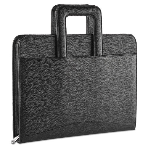 Zip-Around Padfolio, Vinyl, 14 1/2 x 2 1/2 x 11 1/2, Black