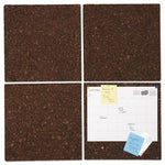 Cork Tile Panels, 12 x 12, Dark Brown Surface, 4/Pack