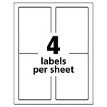 Durable Permanent ID Labels with TrueBlock Technology, Laser Printers, 3.5 x 5, White, 4/Sheet, 50 Sheets/Pack