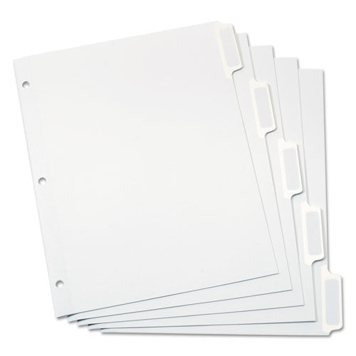 Custom Label Tab Dividers with Self-Adhesive Tab Labels, 5-Tab, 11 x 8.5, White, 25 Sets