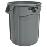 Vented Round Brute Container, 20 gal, Plastic, Gray