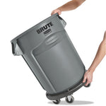 Vented Round Brute Container, 20 gal, Plastic, Gray