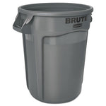 Vented Round Brute Container, 32 gal, Plastic, Gray