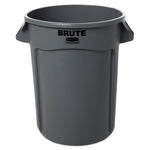 Vented Round Brute Container, 32 gal, Plastic, Gray