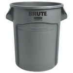 Vented Round Brute Container, 20 gal, Plastic, Gray