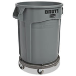 Vented Round Brute Container, 20 gal, Plastic, Gray