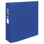 Heavy-Duty Non-View Binder with DuraHinge and Locking One Touch EZD Rings, 3 Rings, 4" Capacity, 11 x 8.5, Blue