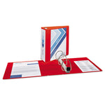 Heavy-Duty View Binder with DuraHinge and Locking One Touch EZD Rings, 3 Rings, 4" Capacity, 11 x 8.5, Red