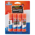 Washable School Glue Sticks, 0.24 oz, Applies and Dries Clear, 4/Pack