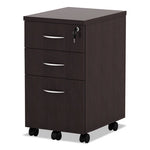 Alera Valencia Series Mobile Pedestal File, Left/Right, 3-Drawer: Box/Box/File, Legal/Letter, Espresso, 15.88 x 20.5 x 28.38