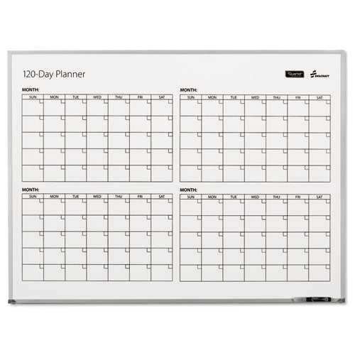 7110016222133 SKILCRAFT Quartet 4-Month Dry Erase Calendar, 48 x 36, White Surface, Silver Aluminum Frame