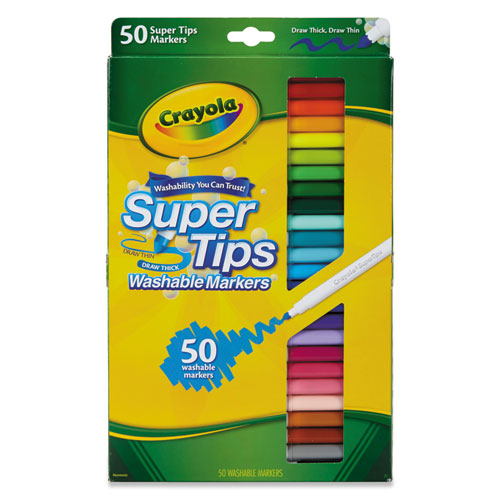 Washable Super Tips Markers, Fine/Broad Bullet Tips, Assorted Colors, 50/Set