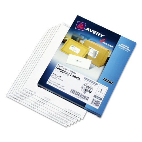 7530013494464 SKILCRAFT Laser Labels, Label Printers, 3.33 x 4, White, 6/Sheet, 100 Sheets/Box