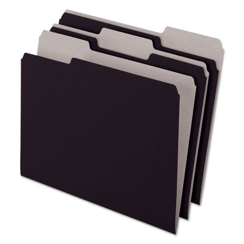 Interior File Folders, 1/3-Cut Tabs: Assorted, Letter Size, Black/Gray, 100/Box