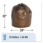 8105011839769, SKILCRAFT Maximum Performance Trash Can Liner, 33 gal, 1.22 mil, 33" x 39", Brown, 125/Box