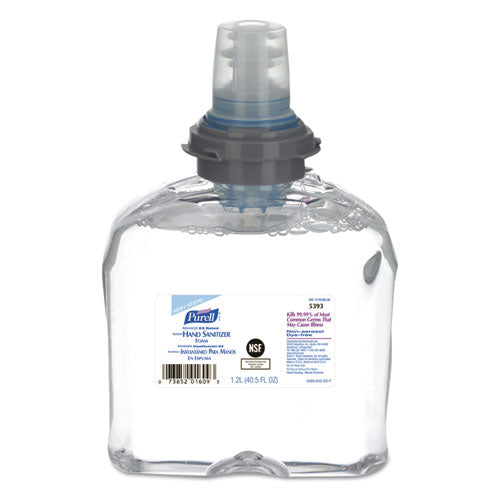 Advanced Hand Sanitizer E3-Rated Foam, 1,200 mL Refill, Fragrance-Free, 2/Carton