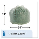 EcoSafe-6400 Bags, 13 gal, 0.85 mil, 24" x 30", Green, 45/Box