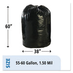 Total Recycled Content Plastic Trash Bags, 60 gal, 1.5 mil, 38" x 60", Brown/Black, 100/Carton