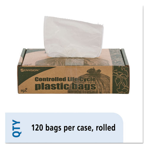 Controlled Life-Cycle Plastic Trash Bags, 13 gal, 0.7 mil, 24" x 30", White, 120/Box