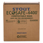 EcoSafe-6400 Bags, 13 gal, 0.85 mil, 24" x 30", Green, 45/Box