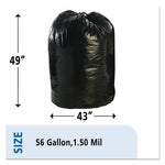 Total Recycled Content Plastic Trash Bags, 56 gal, 1.5 mil, 43" x 49", Brown/Black, 100/Carton