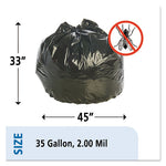 Insect-Repellent Trash Bags, 35 gal, 2 mil, 33" x 45", Black, 80/Box