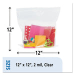 Seal Closure Bags, 2 mil, 12" x 12", Clear, 500/Carton