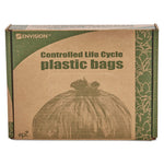 Controlled Life-Cycle Plastic Trash Bags, 39 gal, 1.1 mil, 33" x 44", Brown, 40/Box