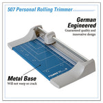 Rolling/Rotary Paper Trimmer/Cutter, 7 Sheets, 12" Cut Length, Metal Base, 8.25 x 17.38