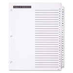 Table 'n Tabs Dividers, 26-Tab, A to Z, 11 x 8.5, White, White Tabs, 1 Set