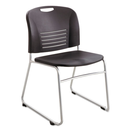 Vy Series Stack Chairs, Supports Up to 350 lb, 18.75" Seat Height, Black Seat, Black Back, Silver Base, 2/Carton