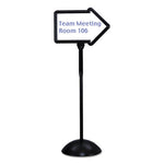 WriteWay Double-Sided Magnetic Dry Erase Standing Message Sign, Arrow, 64.25" Tall Black Stand, 25.5 x 17.75 White Face