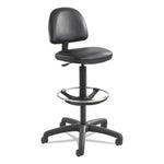 Precision Extended-Height Swivel Stool, Adjustable Footring, Supports 250 lb, 23" to 33" Seat Height, Black Vinyl, Black Base