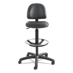 Precision Extended-Height Swivel Stool, Adjustle Footring, Supports 250 lb, 23" to 33" Seat Height, Black Vinyl, Black Base