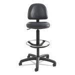 Precision Extended-Height Swivel Stool, Adjustable Footring, Supports 250 lb, 23" to 33" Seat Height, Black Vinyl, Black Base