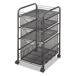 Onyx Mesh Mobile File with Two Supply Drawers, Metal, 1 Shelf, 3 Drawers, 15.75" x 17" x 27", Black